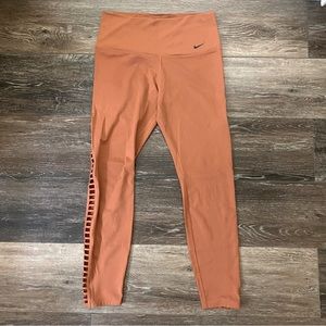 Nike | 7/8 Training Gym Leggings Tights Orange with ladder slits on side
